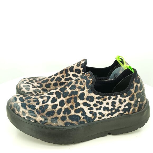 NWOT OOFOS OOmg eeZee Slip On Recovery Sneakers 8 Black/Cheetah/Tan/Animal Print - Picture 2 of 10